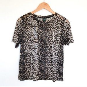 WILD FABLE Leopard Print Mesh Short Sleeve Top
